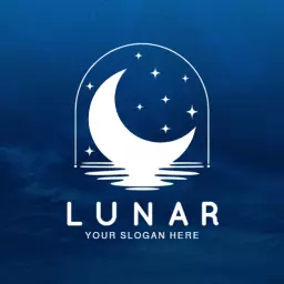 Elegant Crescent Moon with Starry Sky for Lunar Logo Template