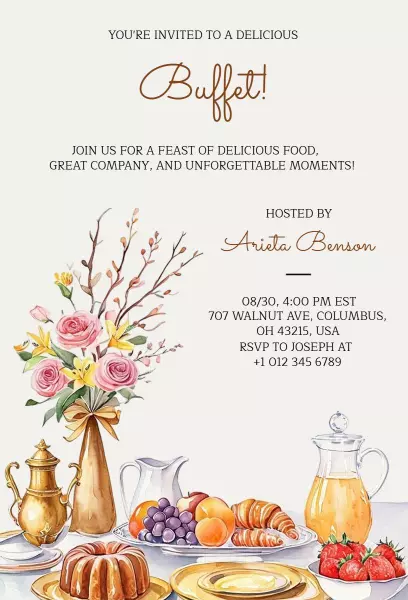 Elegant Culinary Buffet Feast Gathering Invitation Template