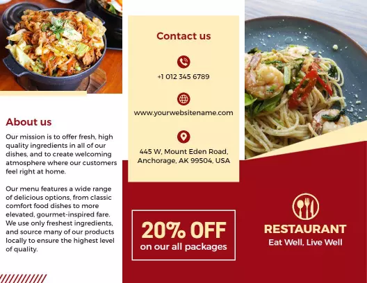 Elegant Culinary Dining Experience and Package Offers Brochure Template