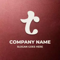 Elegant Curved T Letter Design with Deep Maroon Background Logo Template