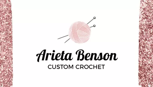 Elegant Custom Crochet Glitter Pink Visiting Card Template