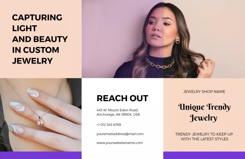 Elegant Custom Jewelry Collection and Styles Brochure Template