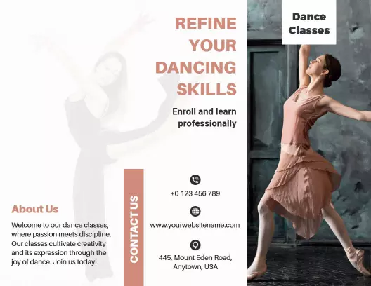 Elegant Dance Classes Training and Skill Enhancement Brochure Template