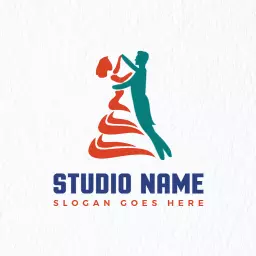 Elegant Dance Couple Silhouette Embracing Passionate Moves Logo Template