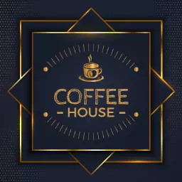 Elegant Dark Blue and Gold Coffee House Logo Template