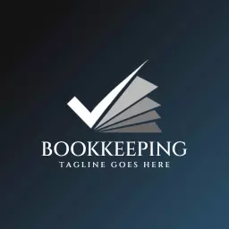 Elegant Dark Blue and Silver Bookkeeping with Checkmark Logo Template