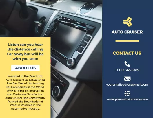 Elegant Dark Blue Automobile Company Services Brochure Template