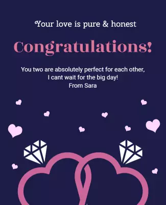 Elegant Dark Blue Romantic Wedding Congratulations Poster Template