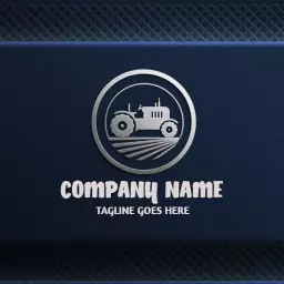 Elegant Dark Blue Tractor Design for Agricultural Mockup Logo Template