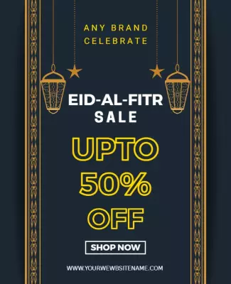 Elegant Dark Eid-Al-Fitr Sale Discount Poster Template