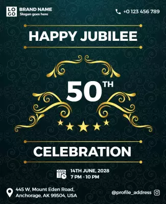 Elegant Dark Green 50th Jubilee Celebration Poster Template
