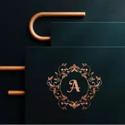 Elegant Dark Green and Copper Floral Design Mockup Logo Template