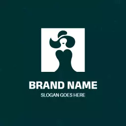 Elegant Dark Green Lady Silhouette Evoking Fashion Trends Logo Template