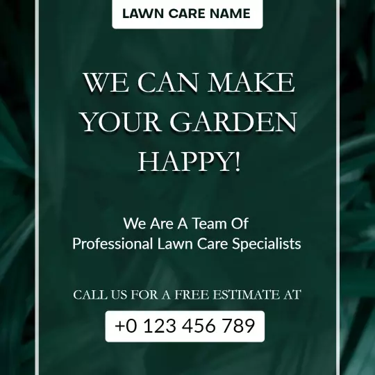 Elegant Dark Green Lawn Care Service for Happy Gardens Ad Template