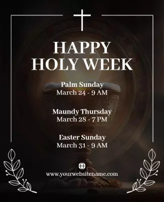 Elegant Dark Holy Week Church Service Announcement Poster Template