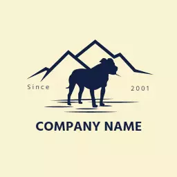 Elegant Dark Silhouette of a Pitbull Against Mountain Logo Template