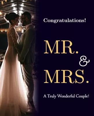 Elegant Dark Wedding Celebration Congratulations Poster Template