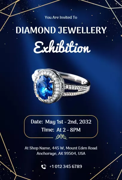 Elegant Diamond Jewellery Exhibition Invitation Template