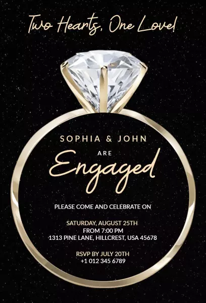 Elegant Diamond Ring Engagement Celebration Invitation Template