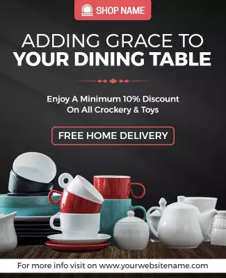 Elegant Discount Promotion for Dining Table Decor Poster Template