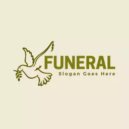 Elegant Dove with Olive Branch Representing Peaceful Funeral Logo Template