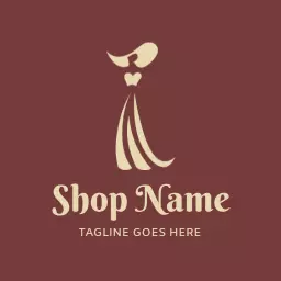 Elegant Dress Design in Rich Burgundy for Boutique Logo Template