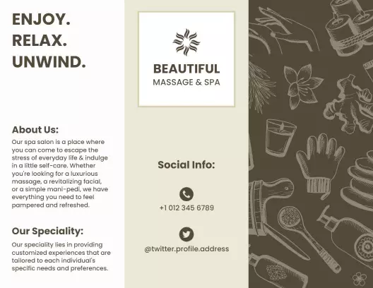 Elegant Earthy Massage and Spa Services Brochure Template