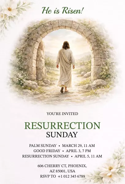 Elegant Easter Resurrection Sunday Church Invitation Template