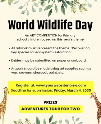 Elegant Eco-Friendly Wildlife Art Competition Poster Template