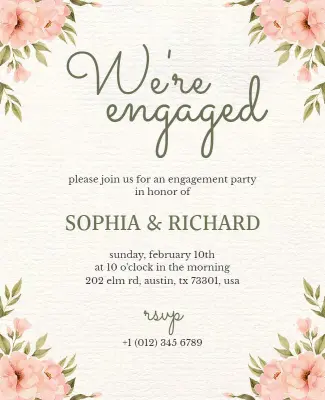 Elegant Engagement Announcement Party Flyer Template