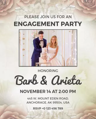 Elegant Floral Engagement Party Celebration Flyer Template