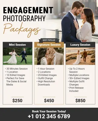Elegant Engagement Photography Packages Flyer Template