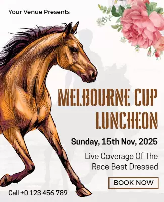 Elegant Equine Melbourne Cup Luncheon Event Poster Template