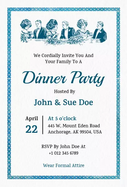 Elegant Evening Formal Dinner Party Invitation Template