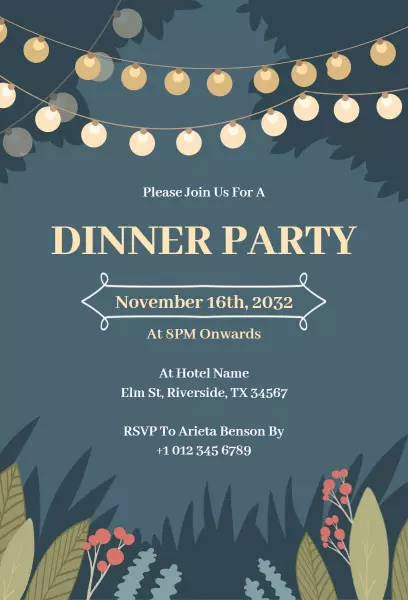 Elegant Evening Garden Dinner Party Invitation Template