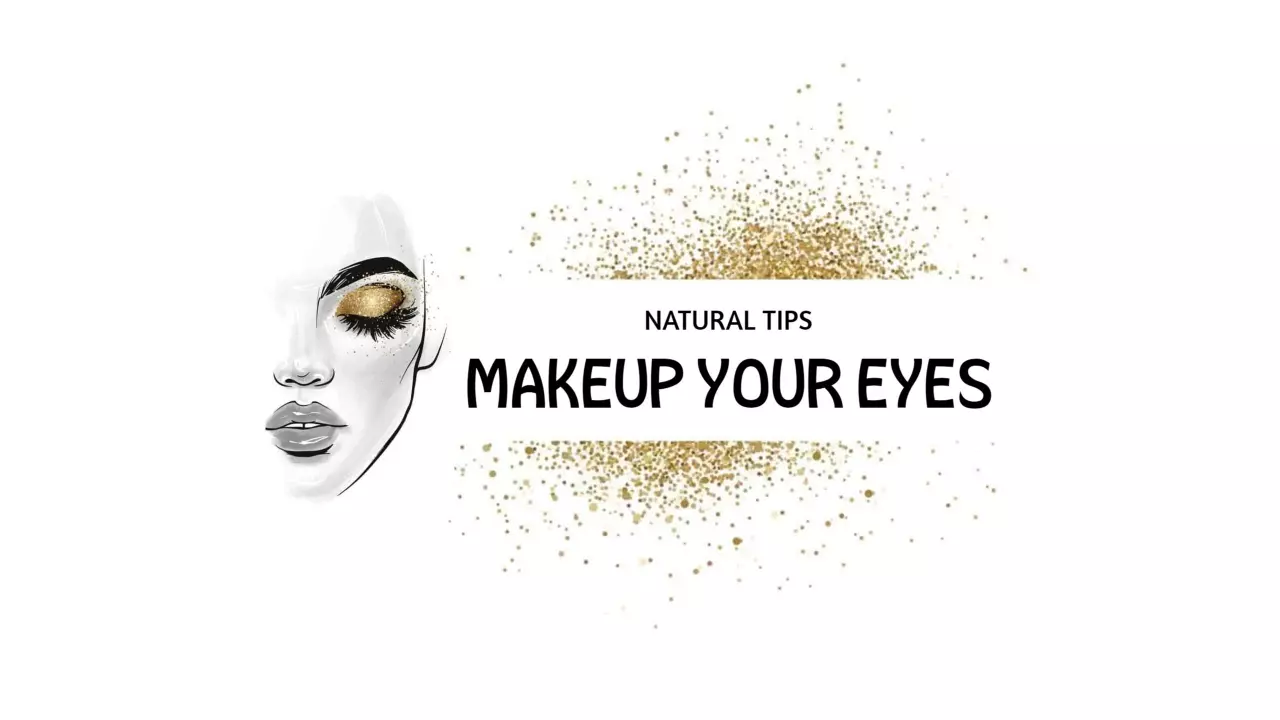 Elegant Eye Makeup Tips with Gold Sparkles YouTube Banner Template