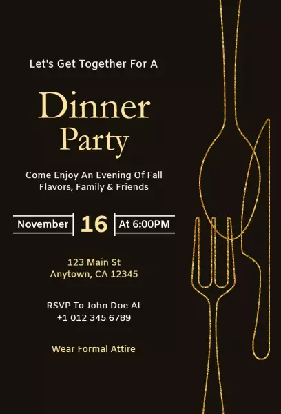 Elegant Fall Flavors Family Dinner Party Invitation Template