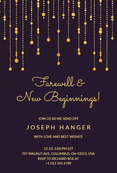 Elegant Farewell Celebration New Beginnings Invitation Template