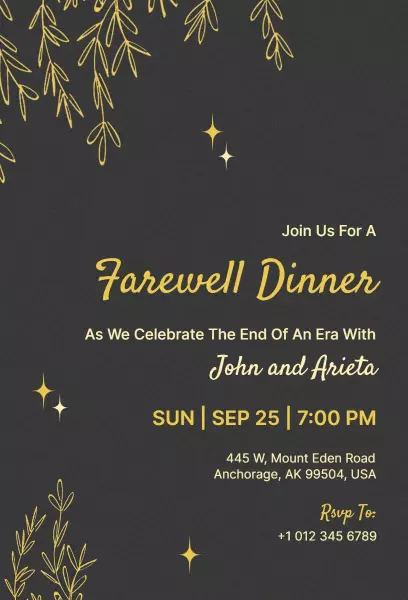 Elegant Farewell Dinner Party Celebration Invitation Template