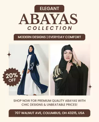 Elegant Fashion Abayas Collection Sale Poster Template