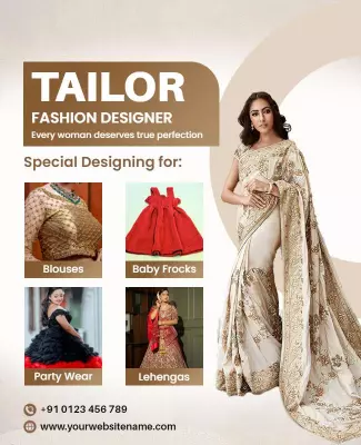 Elegant Fashion Designer Tailoring Services Poster Template