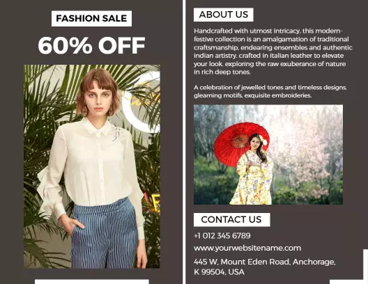 Elegant Fashion Sale Announcement with Modern Design Bi Fold Brochure Template