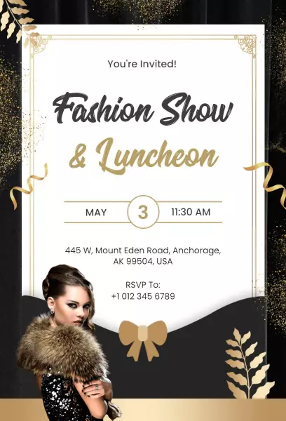 Elegant Fashion Show Luncheon Gathering Invitation Template
