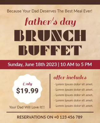 Elegant Father's Day Brunch Buffet Celebration Flyer Template