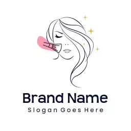 Elegant Feminine Illustration Showcasing Makeup Artistry Logo Template