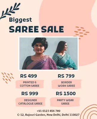 Elegant Feminine Saree Sale Promotion Poster Template