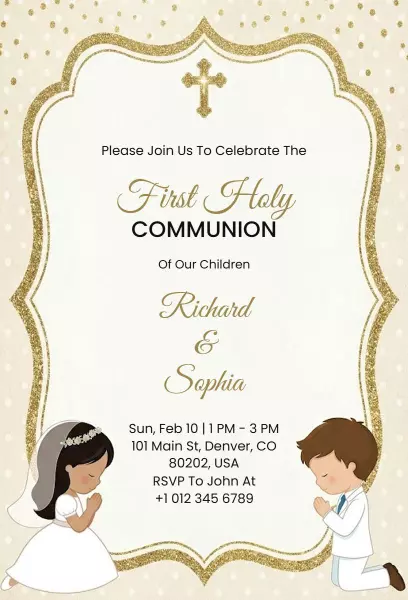 Elegant First Holy Communion Celebration Invitation Template