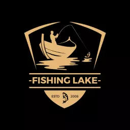 Elegant Fisherman in Boat Capturing Action at Fishing Lake Logo Template