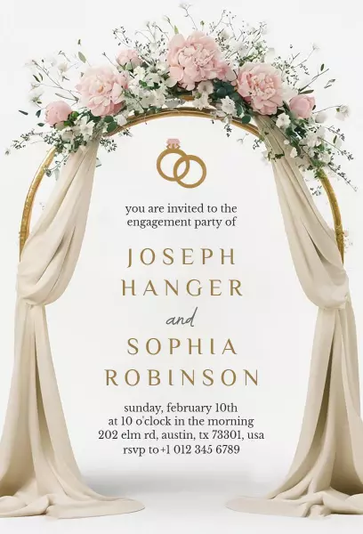 Elegant Floral Arch Engagement Celebration Invitation Template
