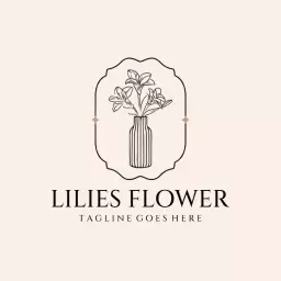 Elegant Floral Arrangement of Lilies in a Vase Logo Template